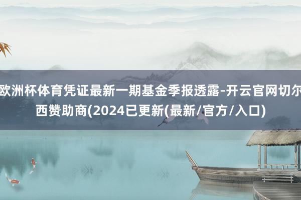 欧洲杯体育凭证最新一期基金季报透露-开云官网切尔西赞助商(2024已更新(最新/官方/入口)